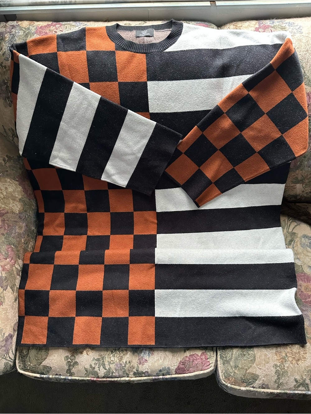 Dressed LaLa Check & Stripe Long Sleeve Sweater Dress 2X/3X - Picture 4 of 10